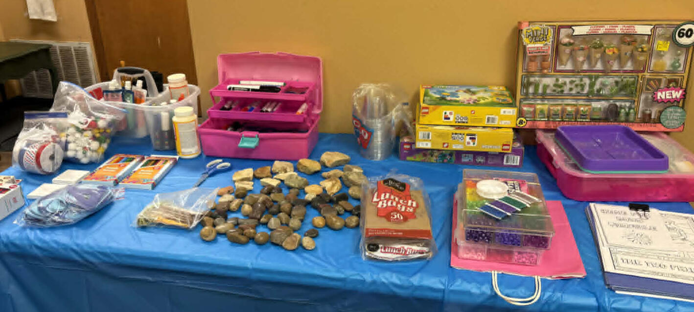 Craft table at our Clothing Swap & Craft Social